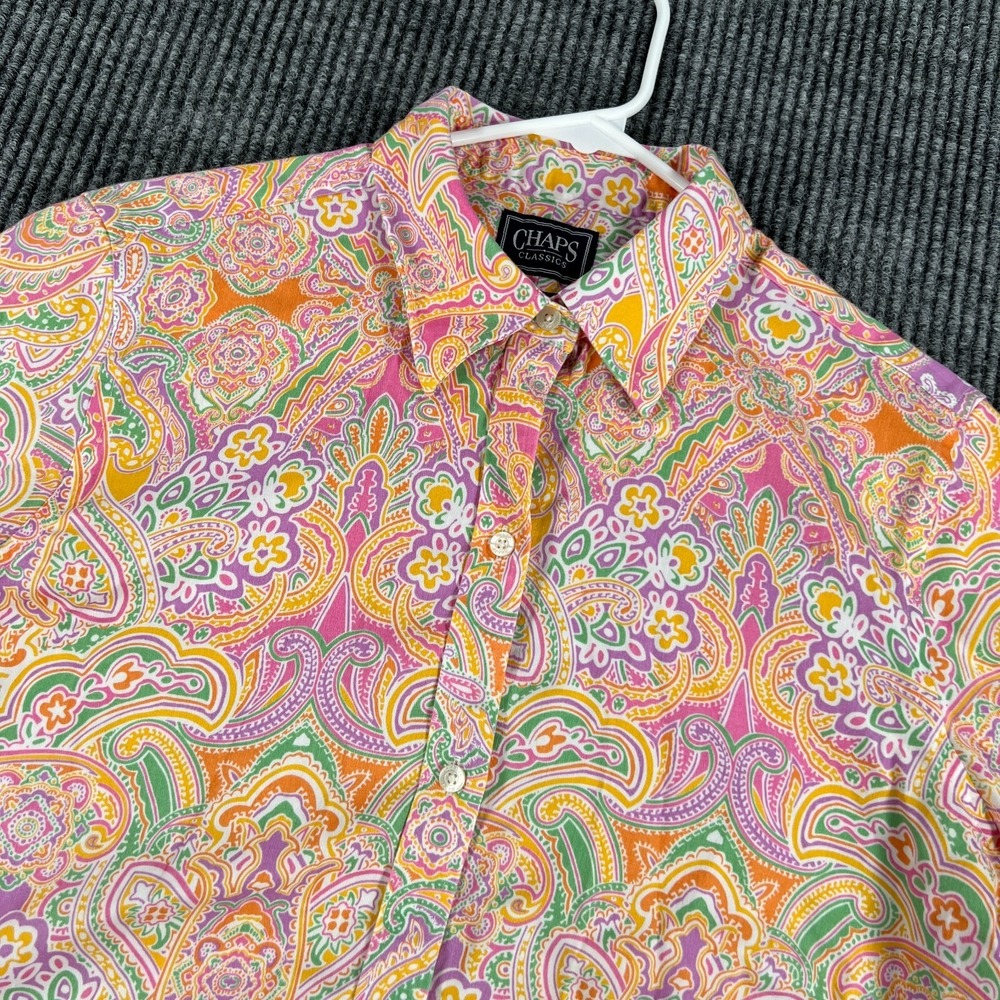 Chaps Shirt Womens Large Orange Designer Long Sleeve Button Up Casual Comfort - Picture 1 of 14